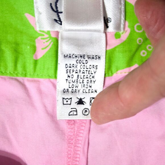 VTG Lilly Pulitzer White Label Mini Skirt Skort Green Pink Fish Women Sz. 0 (B5) - Picture 8 of 10